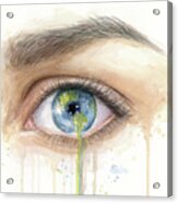 Earth In The Eye Crying Planet Acrylic Print