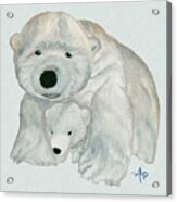 Cuddly Polar Bear Watercolor Acrylic Print