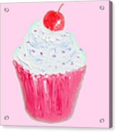 Cupcake Painting On Pink Background Acrylic Print