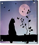 Cat On The Moon - 8x8 Art Print – Nellie Le