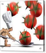 Cute Chef Box Character Catching Tomatoes Acrylic Print