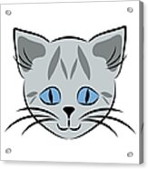 Cute Gray Tabby Cat Face Acrylic Print