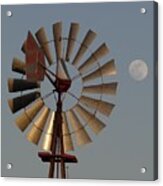 Dakota Windmill And Moon Acrylic Print