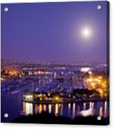 Dana Point Harbor Moonrise Acrylic Print