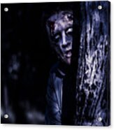 Dark Evil Zombie Watching From Horror Forest Acrylic Print