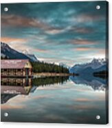 Dawn At Maligne Lake Acrylic Print