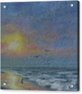 Dawn Mist - Three Gulls Acrylic Print