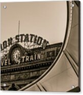 Denver Colorado Union Train Station - Sepia Acrylic Print