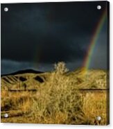 Desert Double Rainbow Acrylic Print