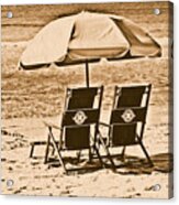 Destin Florida Beach Chairs And Umbrella Rustic Digital Art Acrylic Print