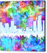 Detroit Skyline Watercolor Vibrant Acrylic Print