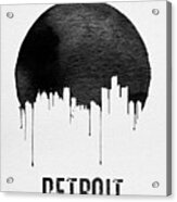 Detroit Skyline White Acrylic Print