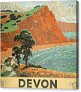 Devon Beach Vintage Travel Poster Acrylic Print