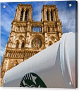 Discarded Coffee Cup Trash Oh Yeah - And Notre Dame Acrylic Print