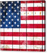 Distressed American Flag On Wood Planks - Horizontal Acrylic Print