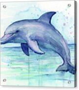 Dolphin Watercolor Acrylic Print