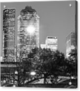Downtown Houston City Skyline - Black And White Acrylic Print
