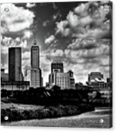 Downtown Indianapolis Skyline Black And White Acrylic Print