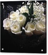 Dozen White Bridal Roses Acrylic Print
