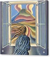 Dreamscape With Girl By Window Acrylic Print