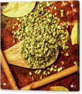 Dried Chives In Wooden Spoon Acrylic Print