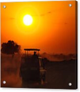 Driving Into A Glowing African Sunset Acrylic Print