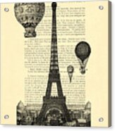 Eiffel Tower And Hot Air Balloons Acrylic Print