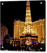 Eiffel Tower At Night Vegas Acrylic Print