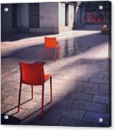 Empty Chairs At Mint Plaza Acrylic Print