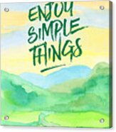 Enjoy Simple Things Rice Paddies Watercolor Painting Acrylic Print