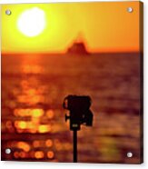 Epic Sunset Photograpgy With Dslr On Tripod Acrylic Print