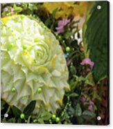 Extravagant Jeweled Dishes - Carved Melon Flower With Green Pearls Acrylic Print