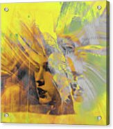 Faces In Yellow And Grey Acrylic Print