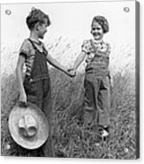 Farm Kids Holding Hands, C.1930-40s Acrylic Print