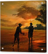 Father And Son Fishing Acrylic Print