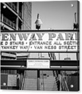 Fenway Park Sign Black And White Photo Acrylic Print
