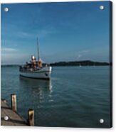 Ferry Ship Approaches Harbor On Lake Balaton In Hungary Acrylic Print
