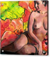 Fine Art Female Nude Anastasia And Daylilies Acrylic Print