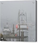 Fishing Boats In The Fog Acrylic Print