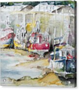 Fishing Boats Settled Aground During Ebb Tide Acrylic Print