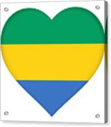 Flag Of Gabon Heart Acrylic Print