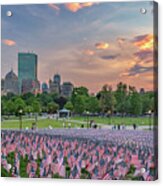 Flag Sunset On Boston Common Acrylic Print