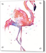 Flamingo Watercolor Facing Right Acrylic Print