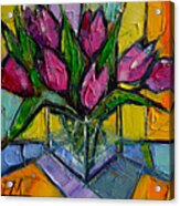 Floral Miniature - Abstract 0615 - Pink Tulips Acrylic Print