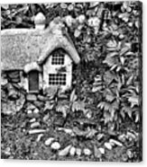 Flower Garden Cottage In Black And White Acrylic Print