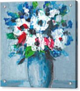 Flowers In Blue Vase Acrylic Print