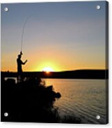 Fly Casting At Sunset - 0599 Acrylic Print