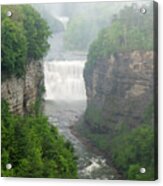 Fog At Middle Falls Acrylic Print