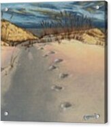 Footprints In The Snowy Dunes Acrylic Print