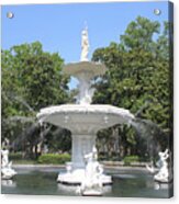 Forsyth Park Fountain With Blue Sky Acrylic Print